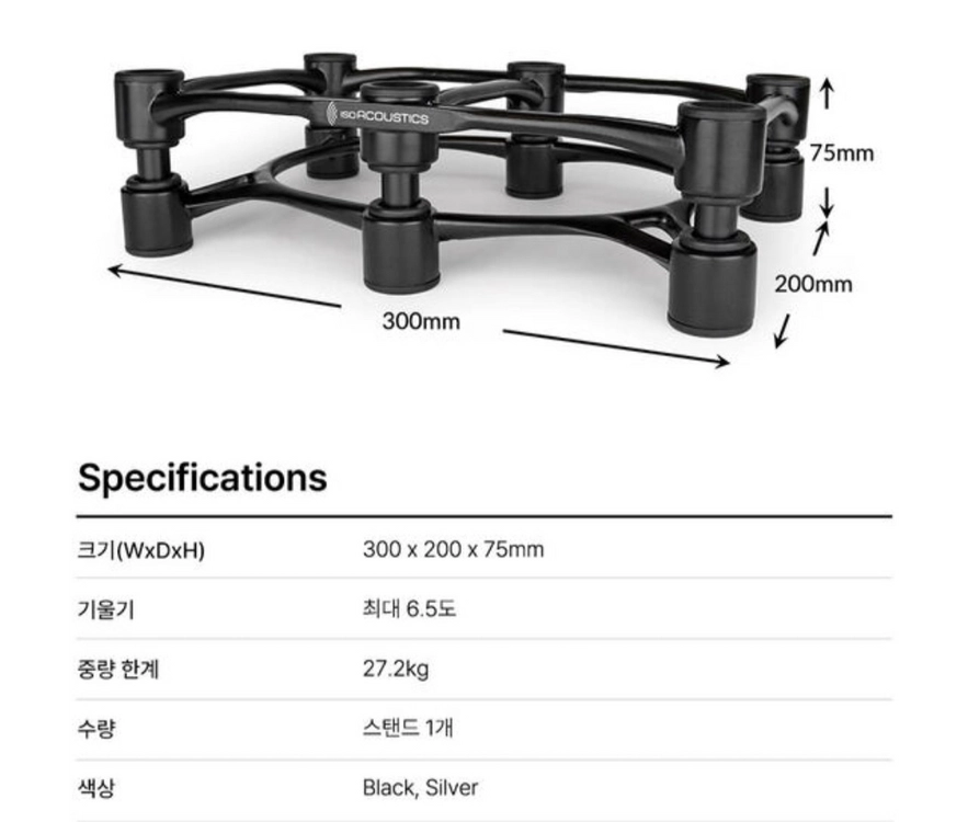 아이소어쿠스틱스(Aperta300) 스피커 스탠드 미개봉 이미지