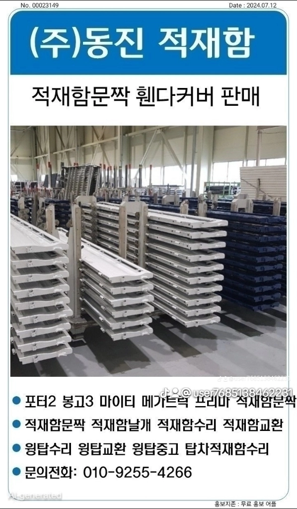 포터2 봉고3 마이티 메가트럭 프리마 적재함문짝 적재함날개 적재함수리 이미지
