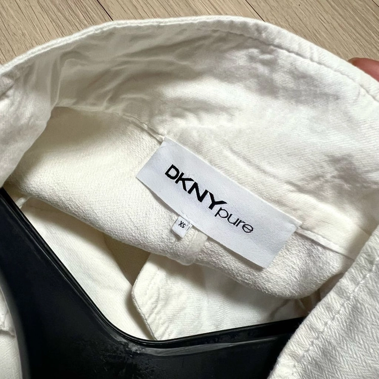 21년 한섬 DKNY 퓨어 린넨100% 헤링본 숏자켓 스탠드카라 점퍼 5부 7부 아이보리 이미지