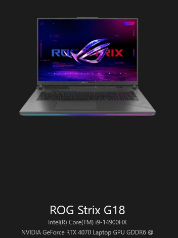18인치 대화면 게이밍 노트북 i9 램 64기가 RTX4070 ASUS ROG STRIX 이미지