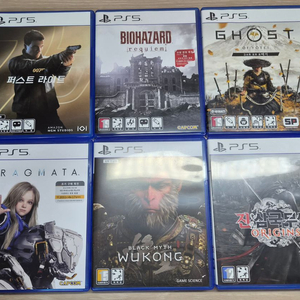 ps5타이틀 (퍼스트라이트, 바이오하자드 레퀴엠, 고스트오브요테이, 프라그마타, 검은신화오공, 진 삼국무쌍) 이미지