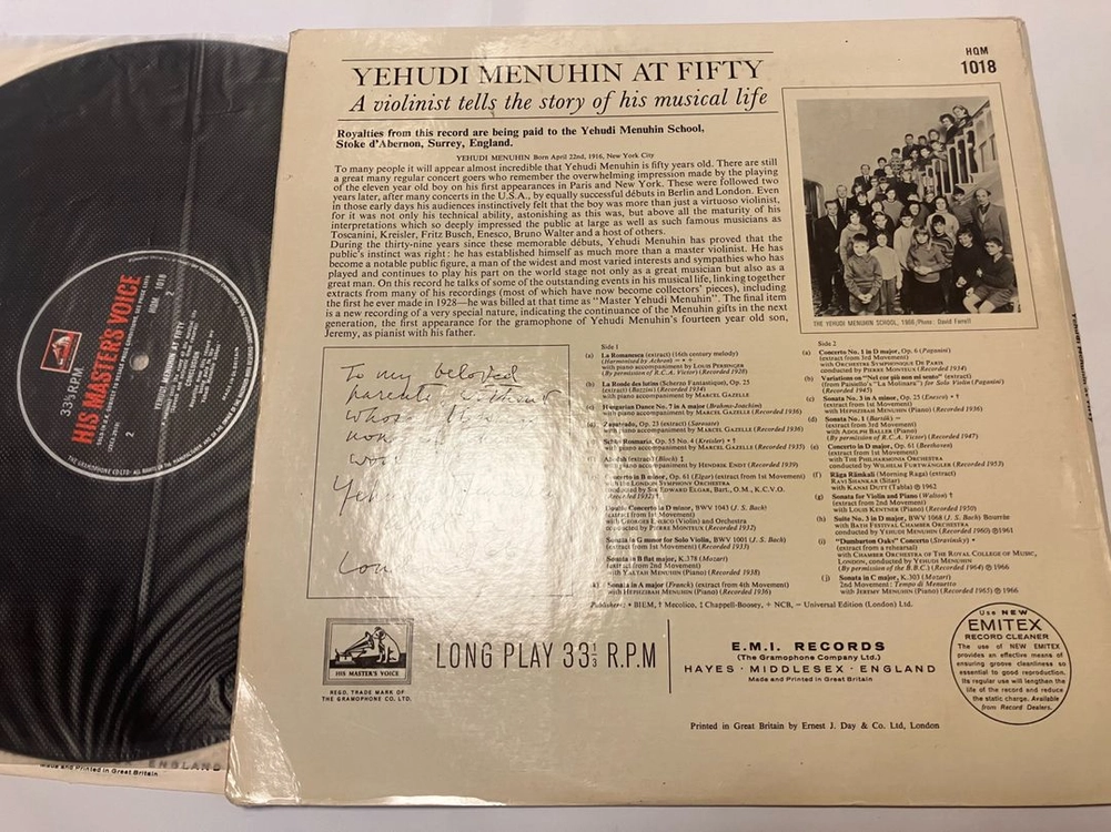수입음반) 예후디 메뉴인 50년 탄생 기념음반 LP 이미지