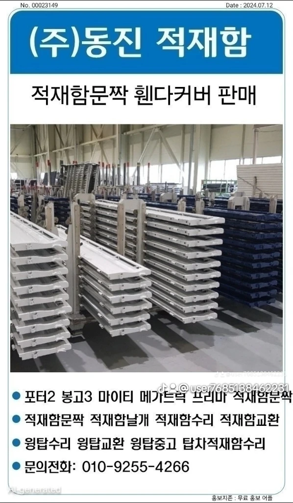 포터2 봉고3 마이티 메가트럭 프리마 적재함문짝 적재함날개 적재함수리 이미지