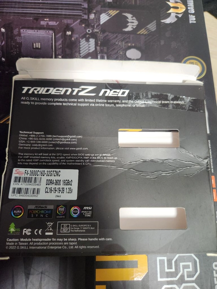 ddr4 3600 cl16 32gb 지스킬 트라이던트z네오c 32gb 이미지