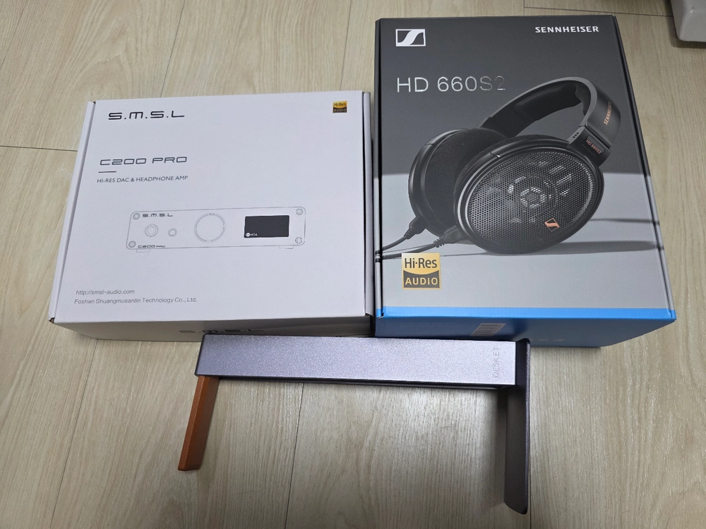 젠하이저 HD 660S2 헤드폰,SMSL C200 PRO DAC, 헤드셋 거치대 이미지