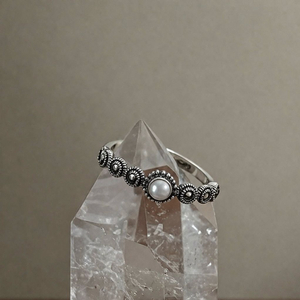 마카사이트 펄 silver 실버 은 반지 약#9 이미지