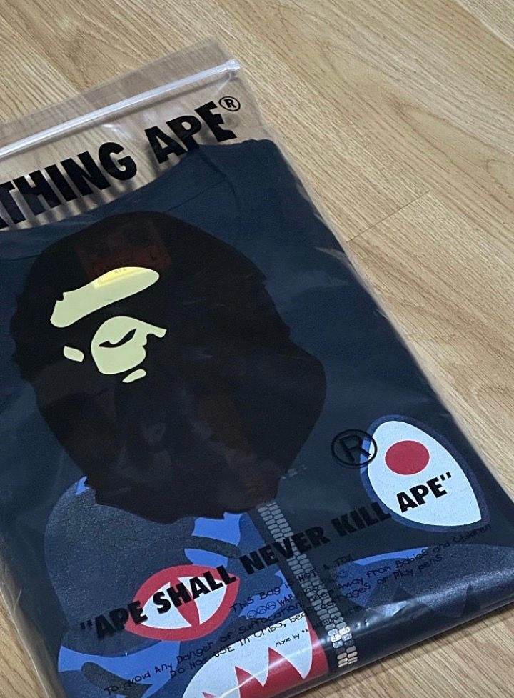 베이프 컬러 카모 샤크 풀 집업 후드 네이비 이미지