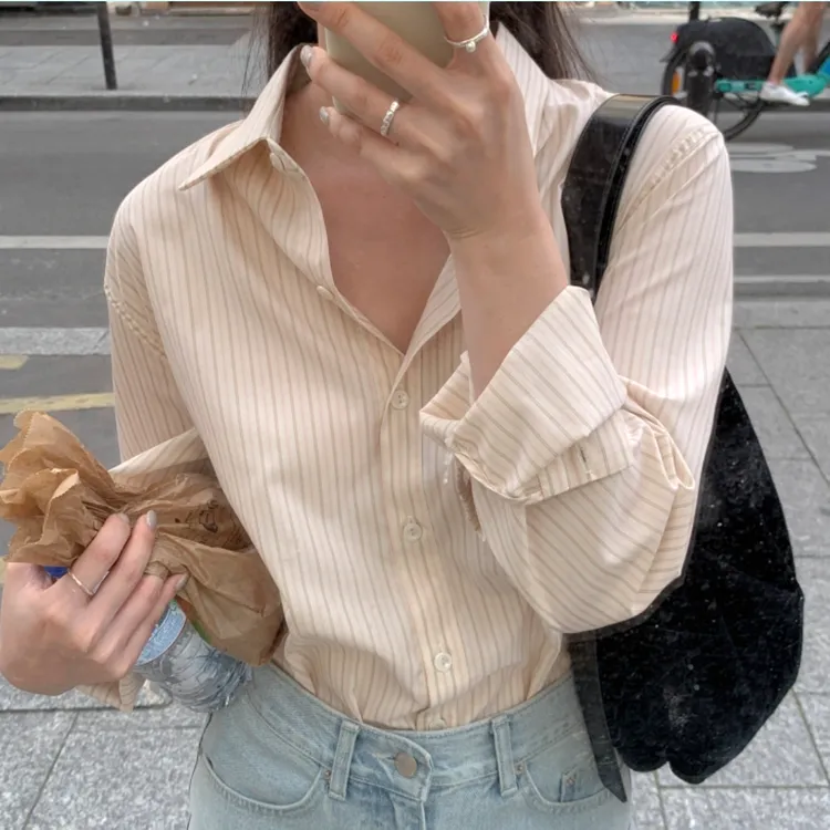 어베인(urbane) 로드 루즈핏 스트라이프 셔츠 프리사이즈 새상품 이미지