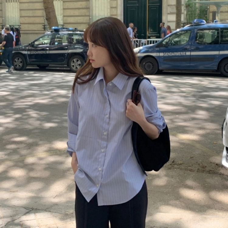 어베인(urbane) 로드 루즈핏 스트라이프 셔츠 프리사이즈 새상품 이미지