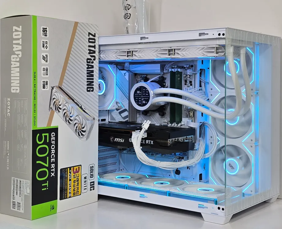 (새제품 RTX5070Ti 토마호크, 9800X3D 공랭 블랙)32GB, 1000W, 공랭쿨러, 방송게이밍컴퓨터본체 이미지