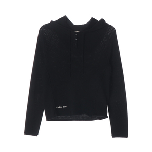 마뗑킴 25FW 버튼 후디 랭글런 니트 탑 인 블랙 이미지