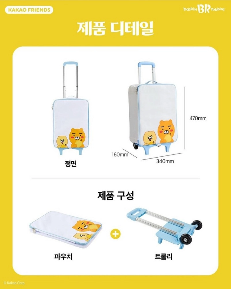 (새상품) 카카오프렌즈 베스킨라빈스 라이언 캐리어 이미지