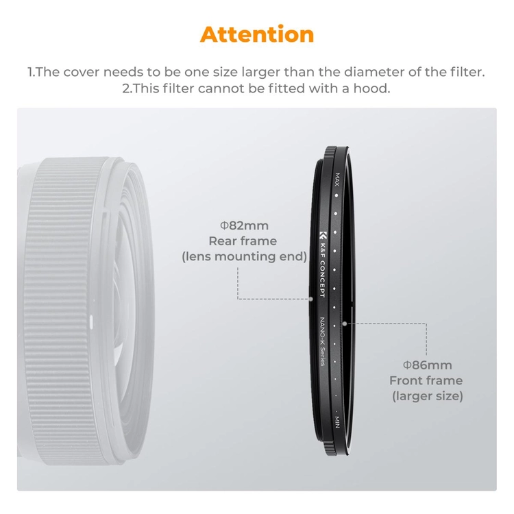 K&F Concept 62mm NANO-B 가변 ND2-400 필터 AGC Glass (새상품) 이미지