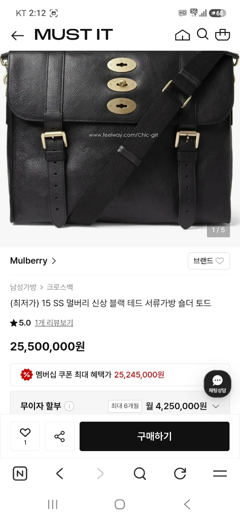멀버리 테드 가방(영국정품)초콜릿브라운 이미지