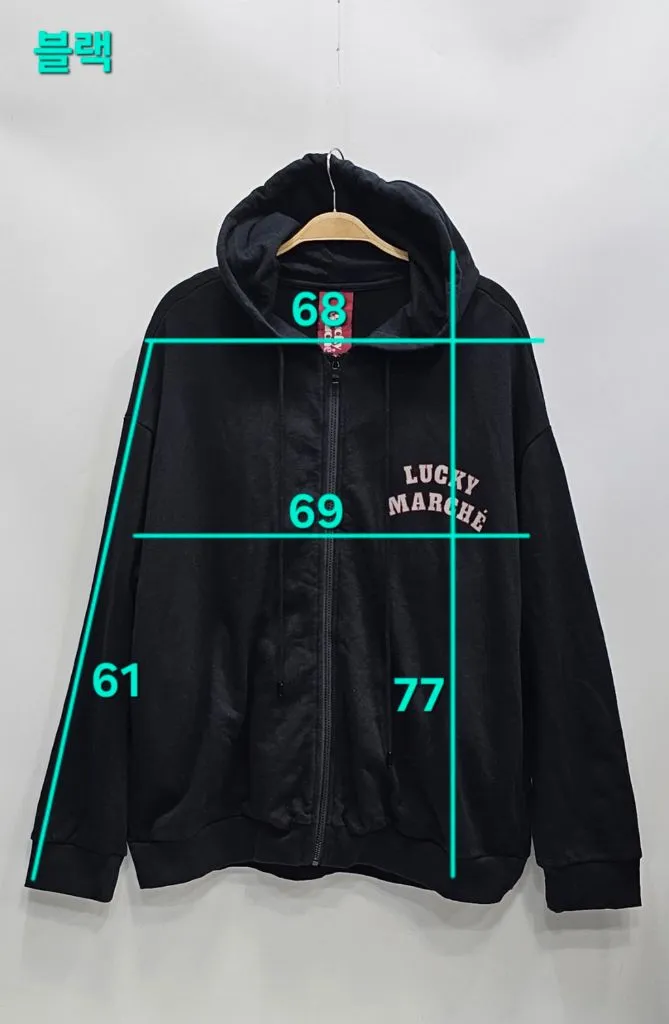 럭키마르쉐 21FW 유니섹스 오버핏 후드 집업 / 남 M (추천 FREE) 블랙 이미지