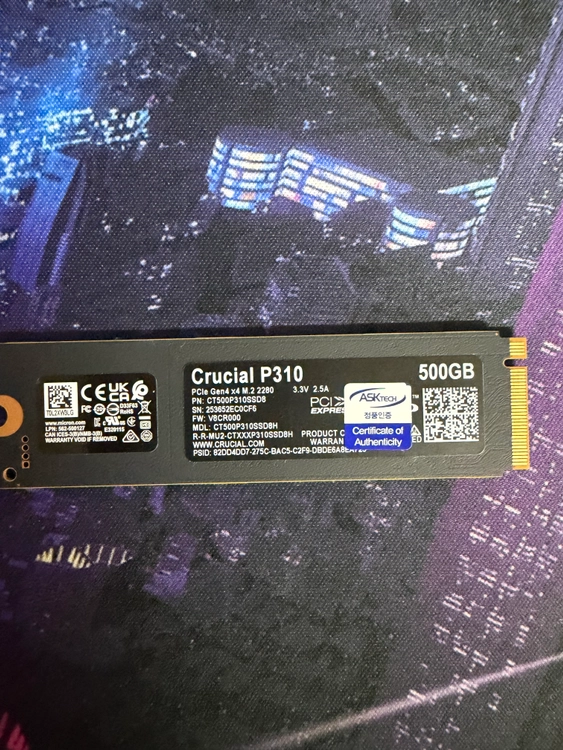 Crucial P310 nvme m.2 500gb(사용5개월) 이미지