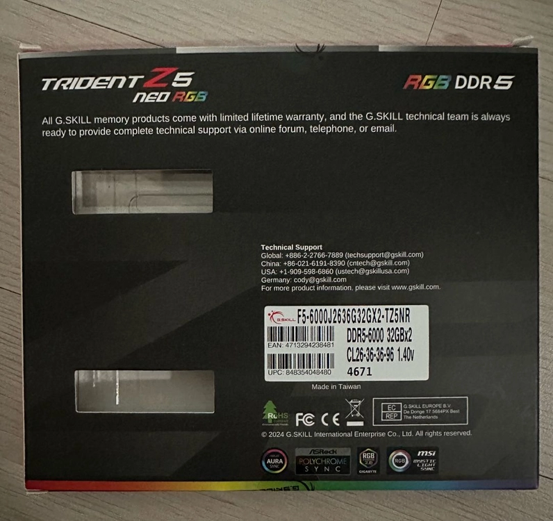 지스킬 DDR5 6000 cl26 1.4v 64GB(32*2) 블랙 이미지