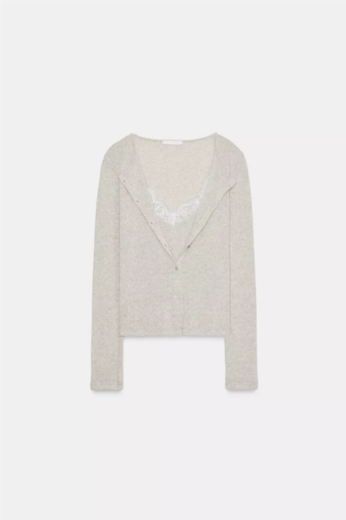 ZARA 자라 레이스 콤비 탑 재킷 (샌드 그레이 /L 사이즈) 이미지