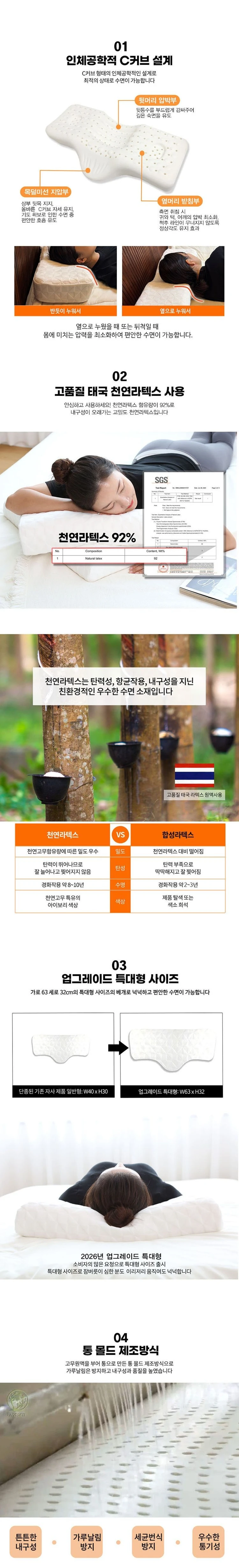 김수자 화이트라벨 기능성 라텍스베개(특대XL사이즈) 이미지