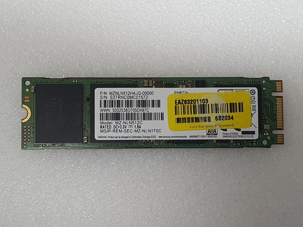 컴퓨터 저장장치 M.2 SATA SSD 삼성 PM871B 512GB 이미지