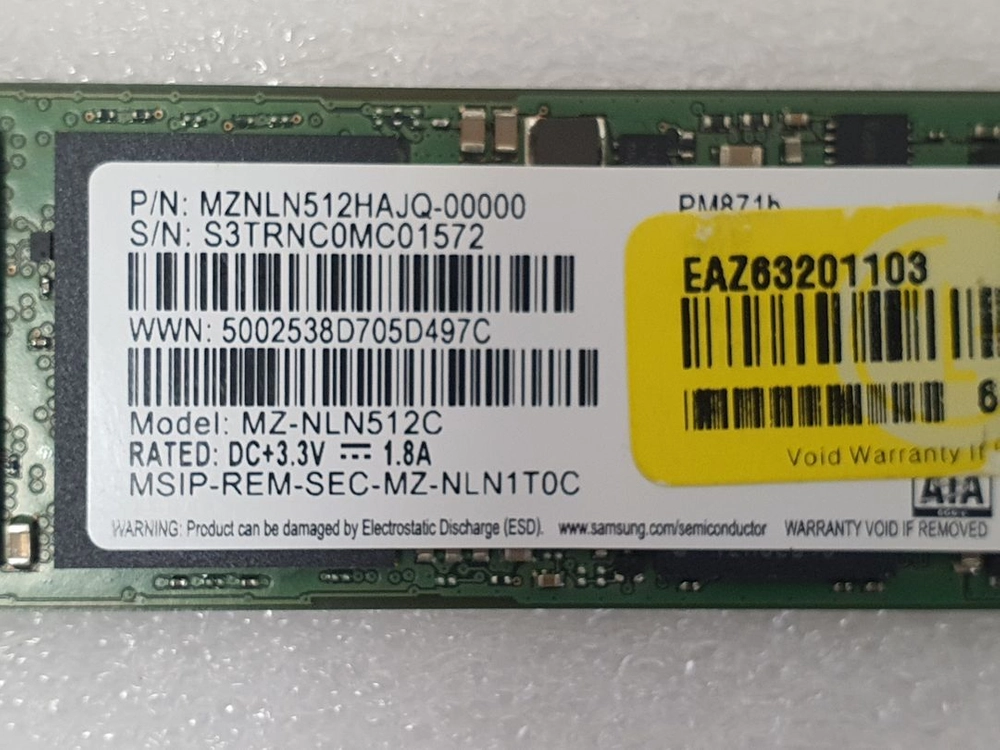 컴퓨터 저장장치 M.2 SATA SSD 삼성 PM871B 512GB 이미지