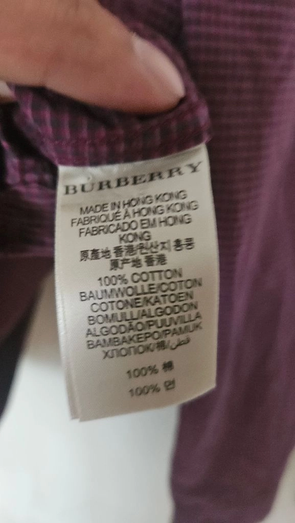 버버리 정품 체크 셔츠 남성용 XL 버건디 이미지