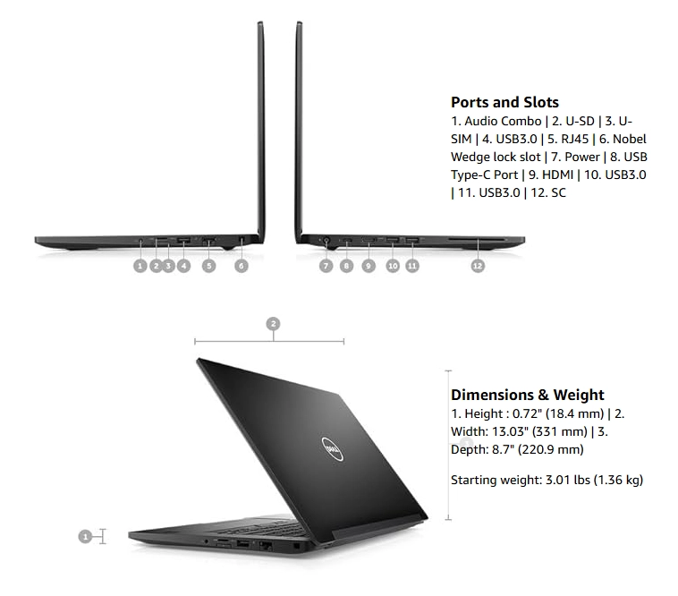 Dell Latitude 7480 i5-7300U 8G 256G 14인치 FHD 리퍼비시 이미지
