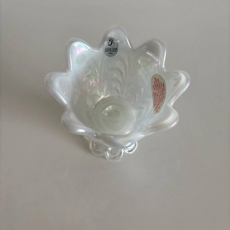 미국 빈티지 펜톤 Fenton 오팔 오로라 캔들 홀더 티라이트 이미지