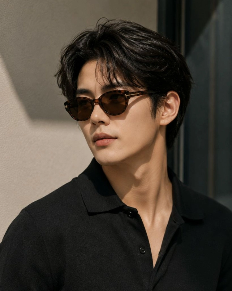 오사카 감성 물씬, 최신형 T 포인트 블랙 사파이어 크리스탈 선글라스 이미지
