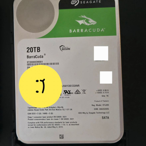 hdd 20tb 씨게이트 바라쿠다 제품 판매합니다 사용시간 2300미만 이미지