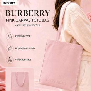 Burberry 핑크 캔버스 토트백, 넉넉한 수납공간 ㅡ 미개봉새상품. 이미지