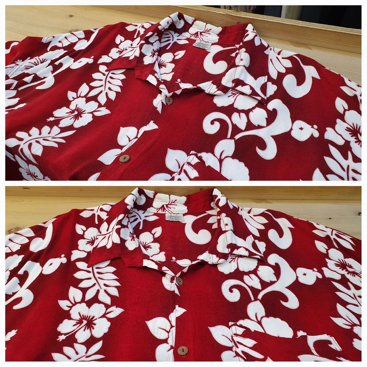130(4XL).6번 하와이안 셔츠(딥레드) 이미지