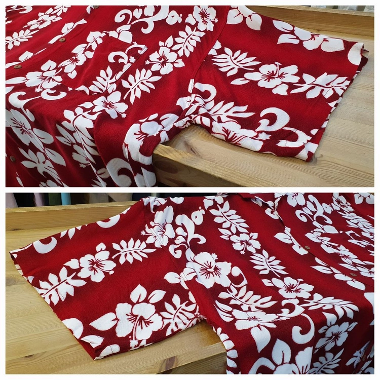 130(4XL).6번 하와이안 셔츠(딥레드) 이미지