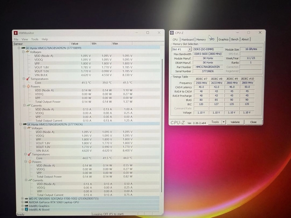 하이닉스 ddr5-5600 16gb*2 / 노트북용 이미지