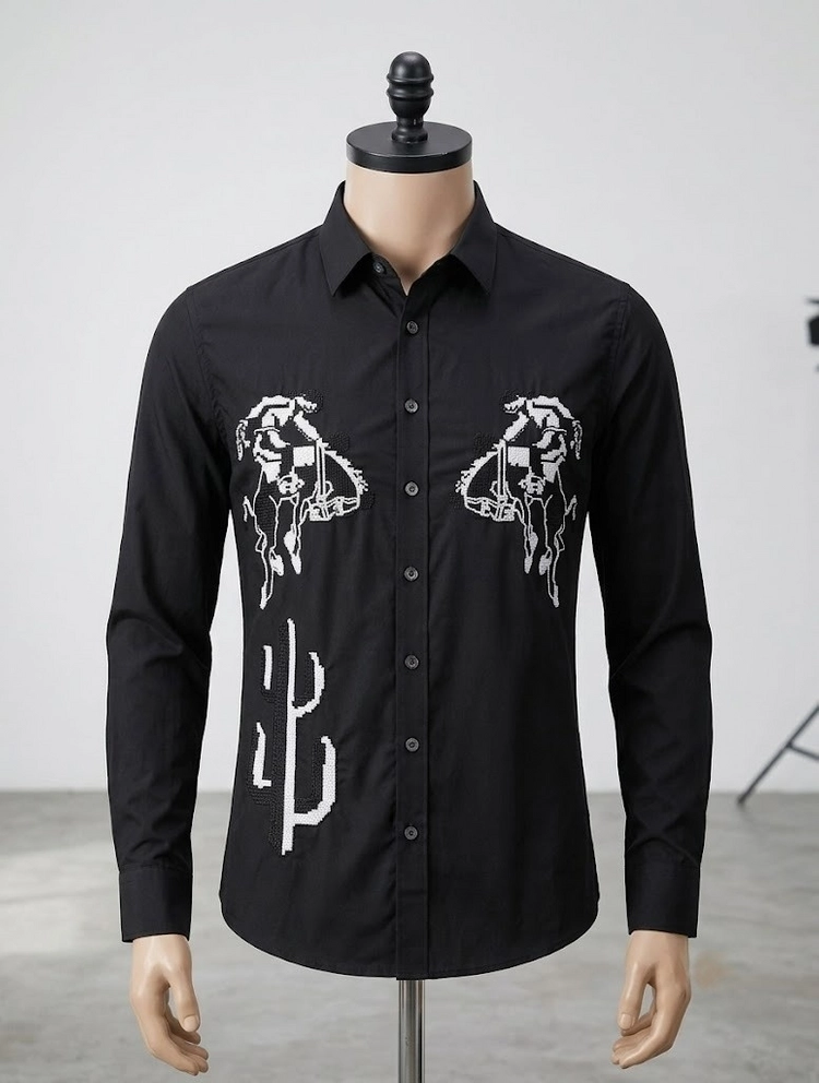 Dolce & Gabbana Sicilian Western 컬렉션 십자 자수 셔츠 이미지