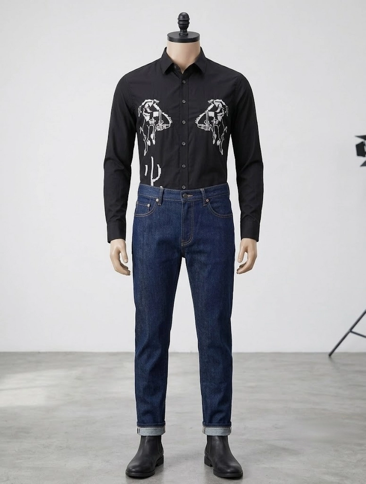 Dolce & Gabbana Sicilian Western 컬렉션 십자 자수 셔츠 이미지