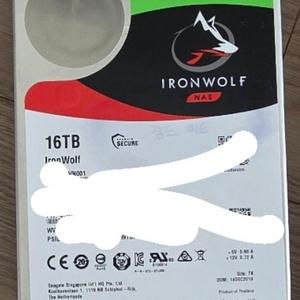 씨게이트 NAS 전용 3.5인치 HDD IronWolf 16TB (모델명: ST16000VN001) 이미지