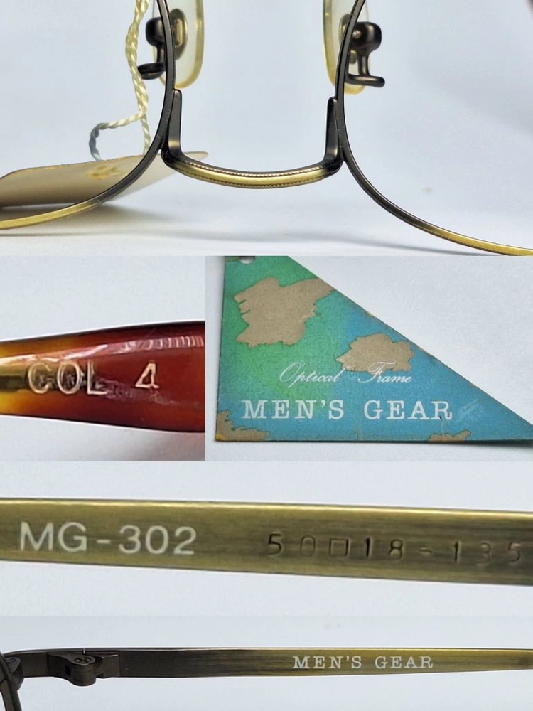MENS GEAR MG-302 안경테 50mm 보스턴 앤티크 골드 일본 빈티지 데드스톡 아메카지 Y2K 복고 레트로 이미지