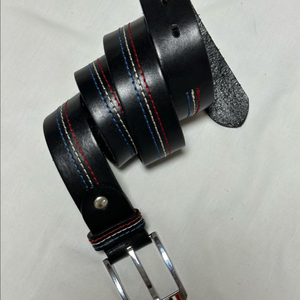 블랙 삼선 스티치 가죽 벨트 이미지