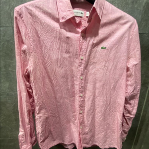 남성 라코스테 42 사이즈 슬림핏 L 핑크 잔체크 셔츠 남방 Lacoste 이미지