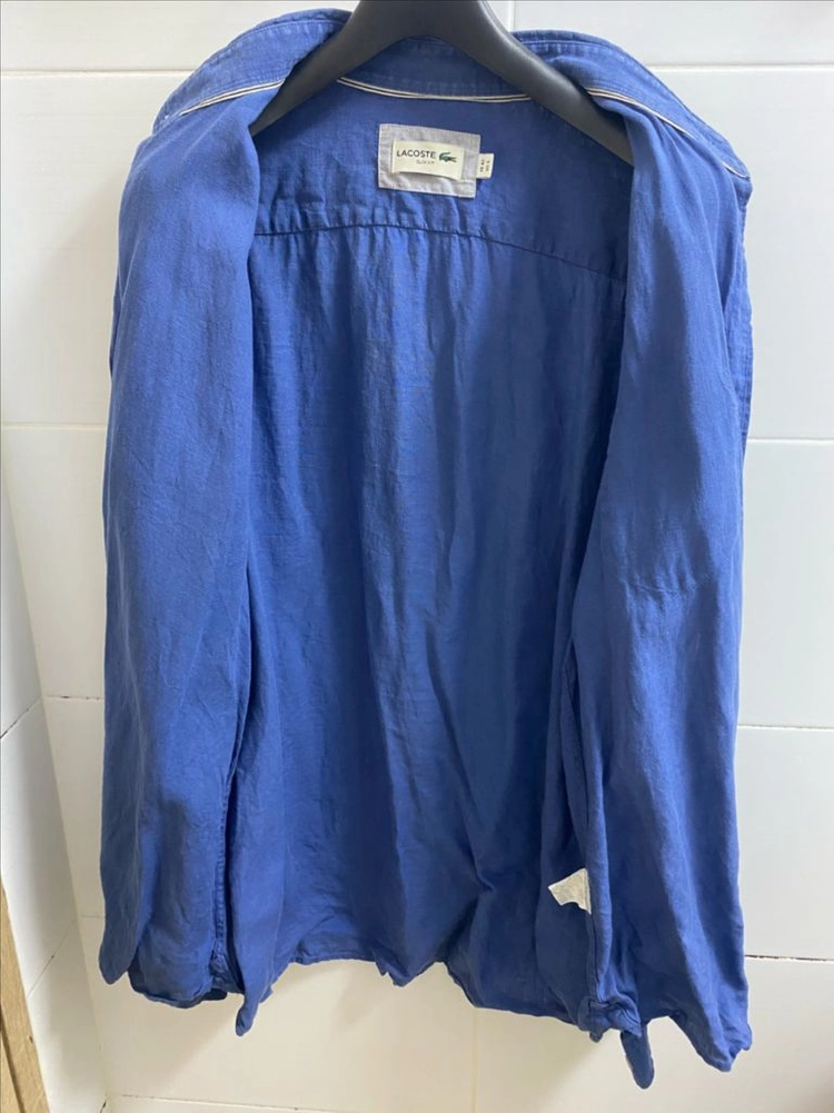 남성 라코스테 린넨 42 사이즈 슬림핏 네이비 긴팔 셔츠 Lacoste 이미지