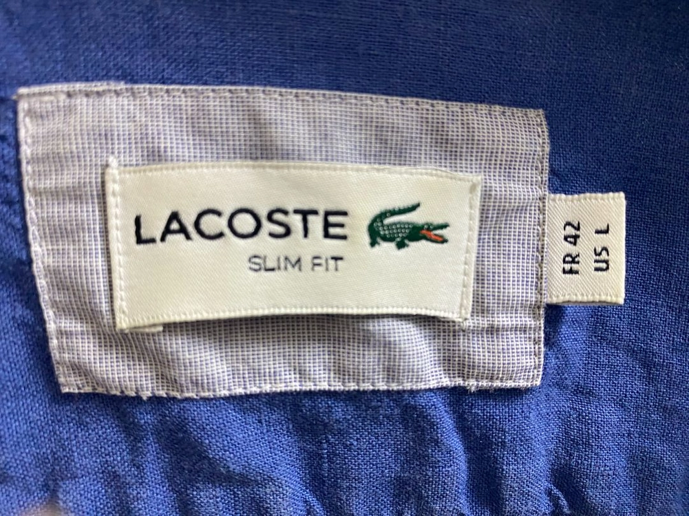 남성 라코스테 린넨 42 사이즈 슬림핏 네이비 긴팔 셔츠 Lacoste 이미지