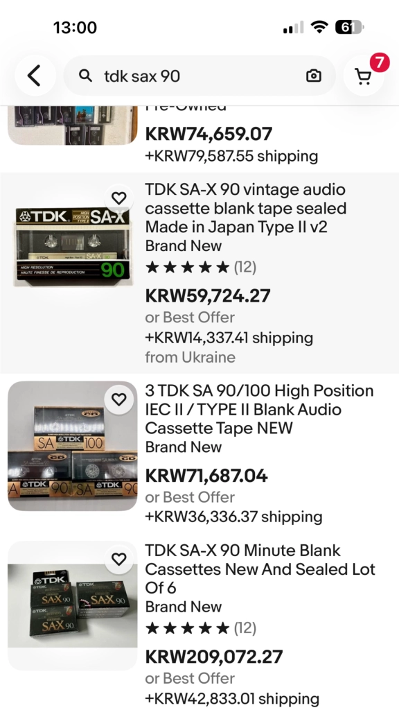 TDK SA-X 카세트테이프 이미지