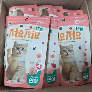 고양이 캐츠랑 저요저요 덴탈 간식 연어 이미지