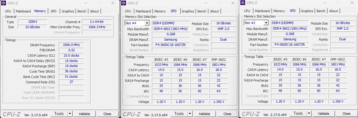 g.skill ddr4-3600 cl18 32gb(16gbx2) 판매합니다. 이미지