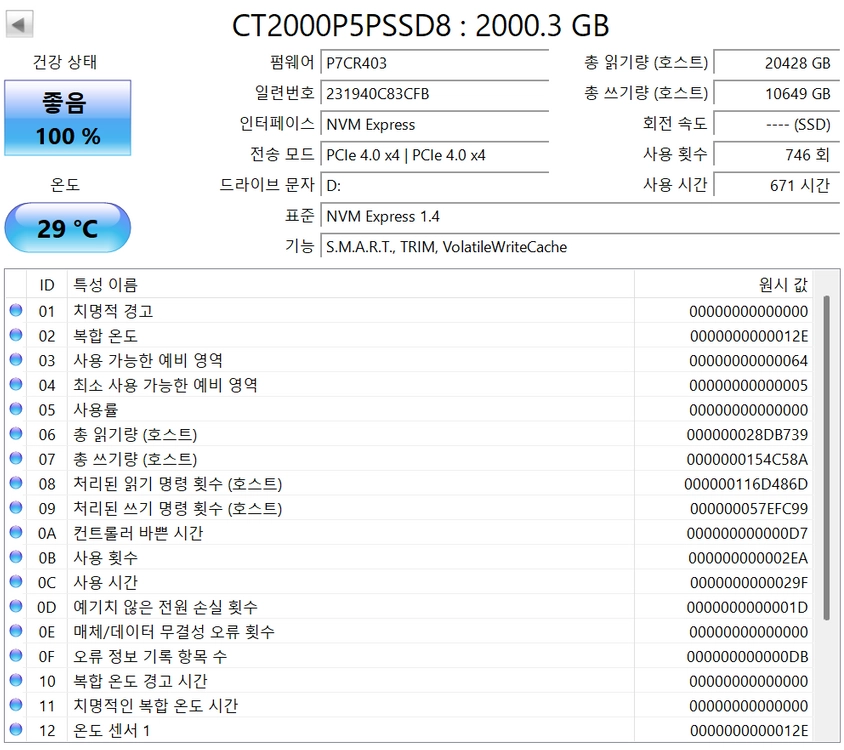 crucial P5 Plus 2TB NVMe SSD 이미지