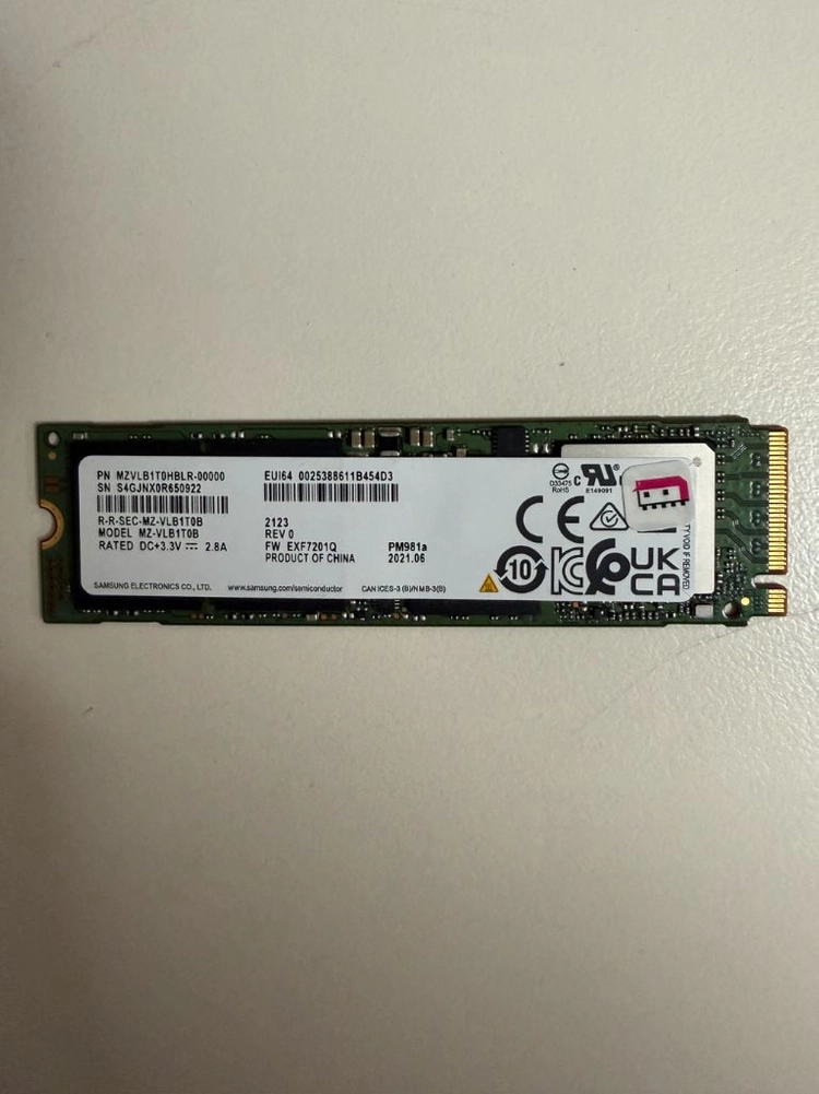 삼성전자 PM981a SSD 1TB M.2 NVMe 사용시간 적음 크리스탈인포 100% 이미지