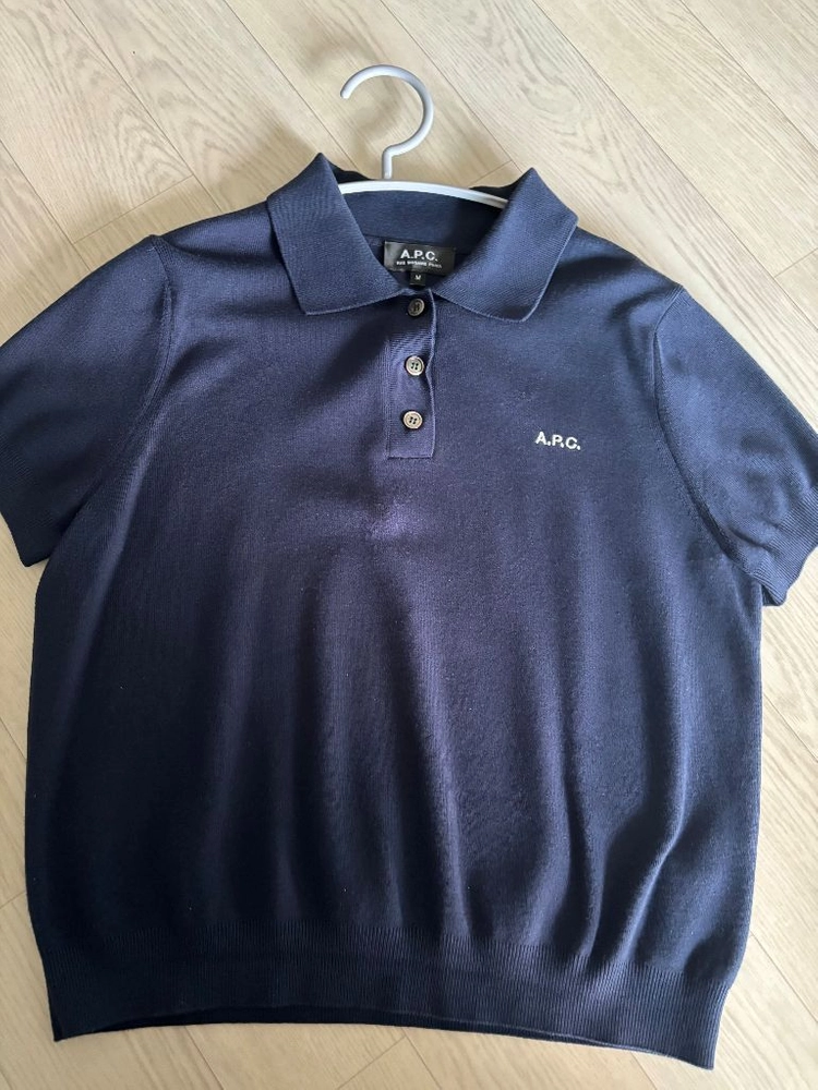 A.P.C. 여성 반팔 니트 네이비 m사이즈 2번착용 이미지