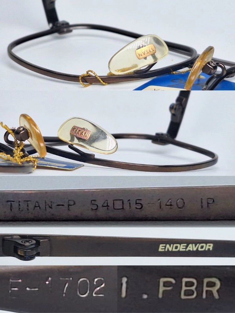 ENDEAVOR E-1702 안경테 54mm 티타늄 스퀘어 이온도금 일본 빈티지 데드스톡 아메카지 레트로 앤틱 복고 이미지