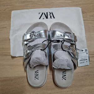 ZARA 실버 버클 스트랩 샌들 240 (새상품) 이미지